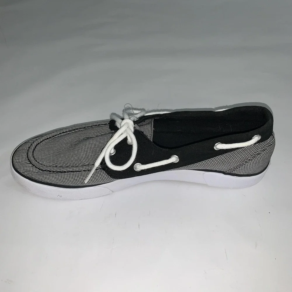 Polo Ralph Lauren Lander Boat Shoes Mens Size 12 Black Gingham Canvas Casual